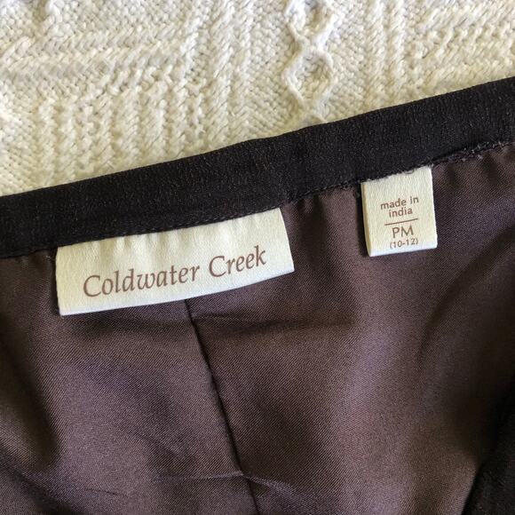 Coldwater Creek Brown Embroidered A-Line Midi Skirt M Flowy Fairycore Hippie Y2K - Picture 8 of 12